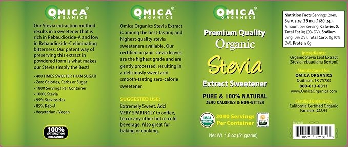 Omica Organics Stevia Extract Sweetener Powder (1.7 oz)