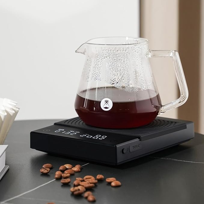 TIMEMORE Coffee Scale Basic 2.0 Electronic Espresso White Scale with Water Flow Rate and Timer Function, Free Switching of Ounce/kg Units, Digital Scale for Kitchen/Baking/Cooking