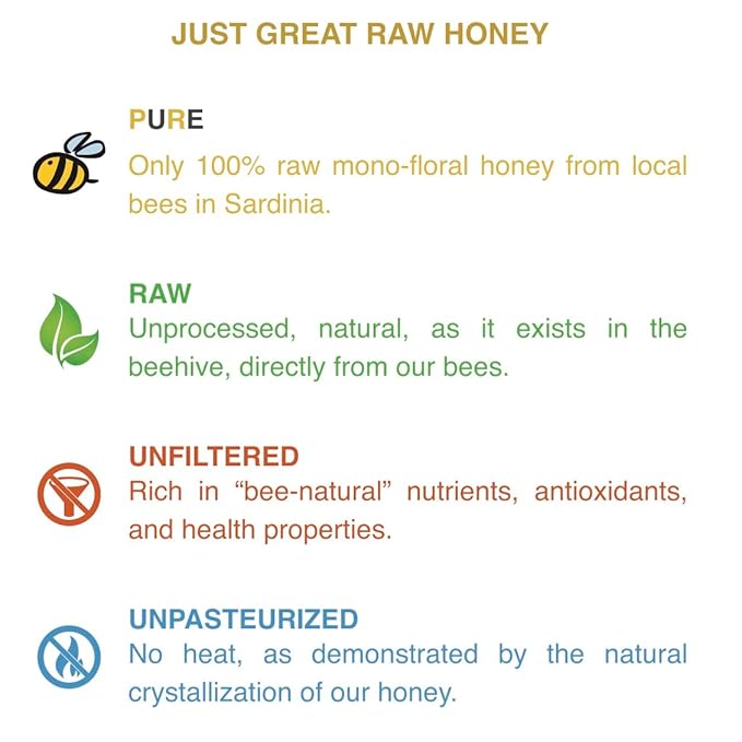 WellEatable Blackberry Organic Raw Honey from Wild Blackberry Flowers, Artisanal Complex and Fruity Honey from Sardinia, Italy - 8.81 Ounce (Pack of 4)