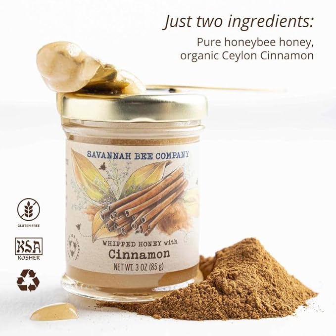 Savannah Bee Company Whipped Honey - All Natural Spreadable Honey (3 Ounce (Pack of 1), Cinnamon)