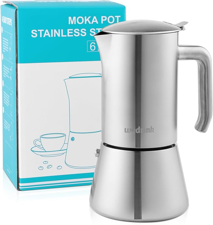 wedrink Stovetop Espresso Maker 6 Espresso Cups Stainless Steel Moka Pot for Greca, Induction, Electric & Gas Stoves(10 OZ/300ml)