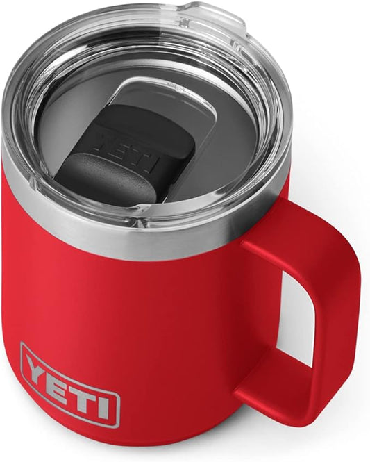 YETI Rambler 10 oz Stackable Mug, Vacuum Insulated, Stainless Steel with MagSlider Lid, Rescue Red