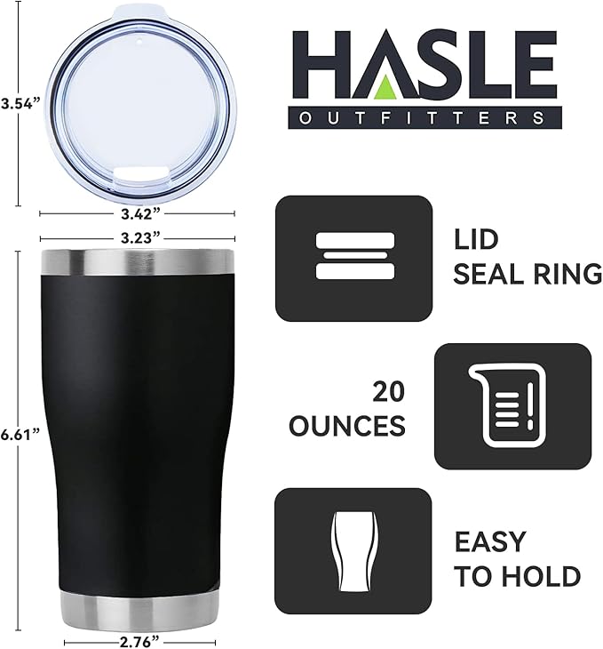 HASLE OUTFITTERS 20 oz Tumbler Bulk, Stainless Steel Tumblers with Lid, Vacuum Insulated Tumbler, Double Wall Tumbler Cup, coffee mugs, Black, 12 Pack
