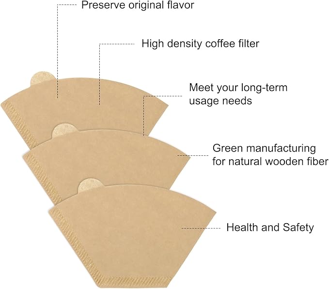 uxcell 200 Count 4 Cone Coffee Filters, Size 101 Disposable Paper Percolator Coffee Filters Natural Unbleached Wood Fiber,Suitable for Pour Over Coffee Filter Drip Coffee Maker Brown