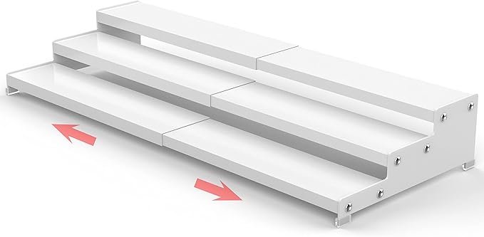 Spice Rack Organizer for Cabinet, 3 Tier Expandable Spices Storage, Great for Kitchen Cabinets, Cupboard,Pantry and Countertop More 1 Pack/White
