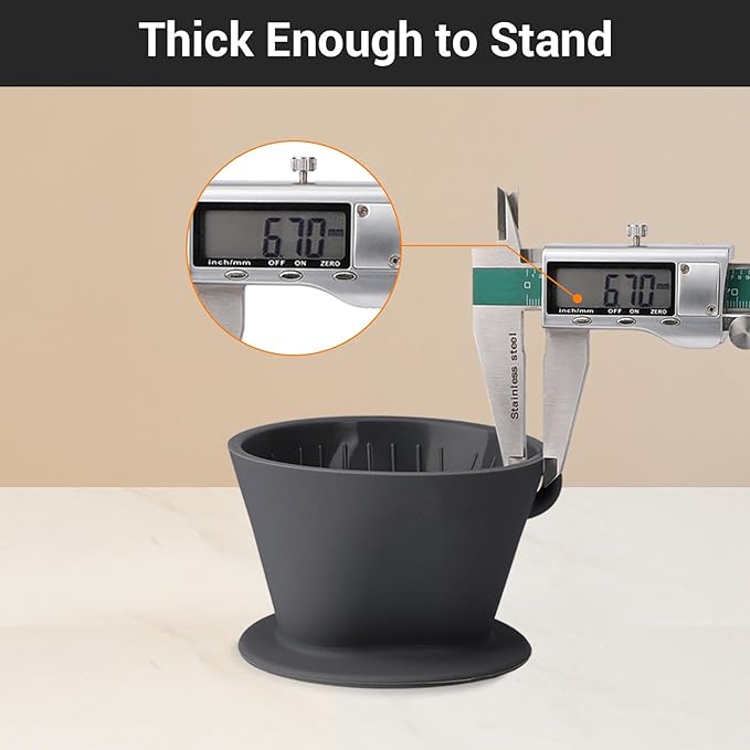 Segarty Silicone Pour Over Coffee Dripper, Black Collapsible Coffee Maker Single Cup with Storage Pouch, Camping Pourover Coffee Slow Brewer for Travel, Backpacking