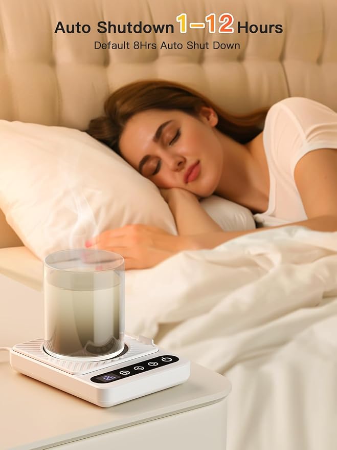 Misby Coffee Mug Warmer, Coffee Warmer for Desk with 6 Temp Settings, 8H Auto Shut Off Coffee Cup Warmer 12H Timer, Smart Coffee Warmer Plate Keeps Hot, Fresh for Coffee, Tea, Milk, Beverage,White