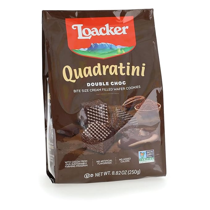 Loacker Quadratini Premium Double Choc Wafer Cookies, 250g/8.82oz (14305)
