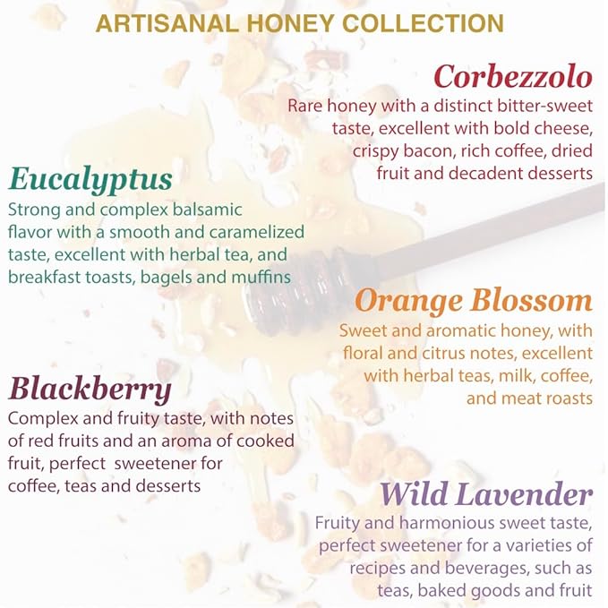 Wild Lavender Organic Raw Honey from Wild Lavender Flowers, Artisanal Fruity and Harmonious Sweet Honey from Sardinia, Italy - (250gr) 8.8 oz