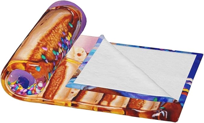 Honey Drizzle Dessert Fleece Blanket, Ultra-Soft Micro Fleece with Golden Syrup Flowing On Sweets, Lightweight & Cozy, Perfect for Foodie Decor,Sofa, Bed Or Gift, Machine-Washable 50X60 Inch