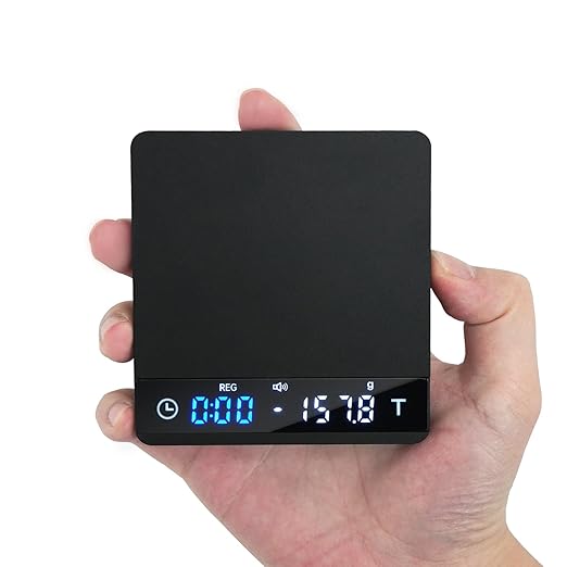 Metal Coffee Scale with Timer, Espresso Scale with Auto Timing, 3 Mode for Espresso Machine and Pour-Over, 2kg/0.1g High Precision Scale, Aluminum Body with LCD Display, Rechargeable