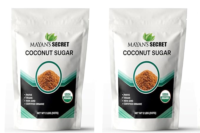 Mayan's Secret 2 lbs USDA Certified Brown Coconut Sugar Organic for Baking - Low Glycemic | Unrefined | Trace Minerals (1 Pound (Pack of 2))