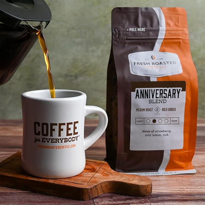 Fresh Roasted Coffee, Anniversary Blend, 12 oz, Medium Roast, Kosher, Ground