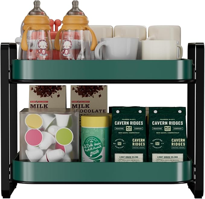 2-Tier Cup Drying Rack & Coffee Bar Accessories With Tray - Mug Holder for Countertop, Baby Bottle Organizer, Sippy Cup Storage, Tea & Glass Organizer