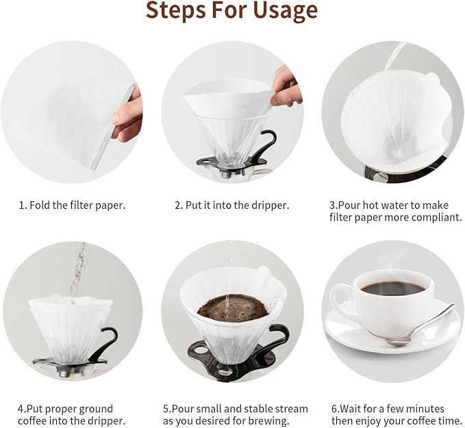 Coffee Filters, Size 02 White Cone Filters, 200 Count Disposable Natural Paper Filters 2-4 Cup, 02 Cone For Pour Over and Drip Coffee Maker