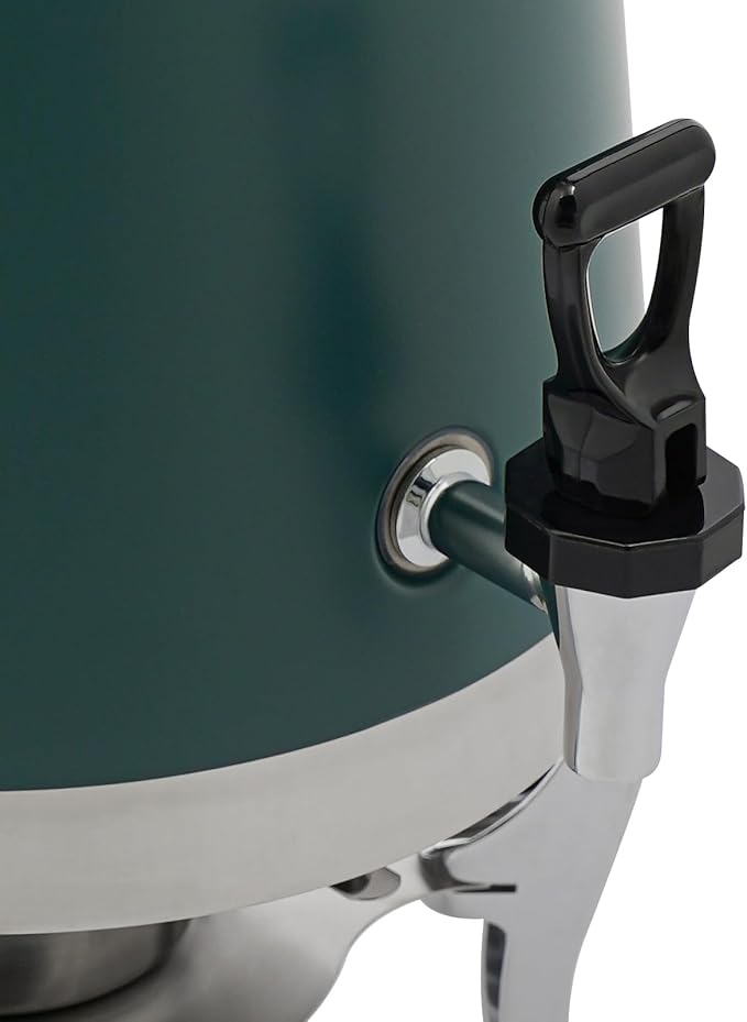 Stainless Steel Beverage Dispensers, Drink Dispenser with Fuel Holder & Base & Stainless Steel Faucet 3.4Gal Hot Beverage Dispenser, Commercial Coffee Urn for Hotels, Canteens（Silver, Green）
