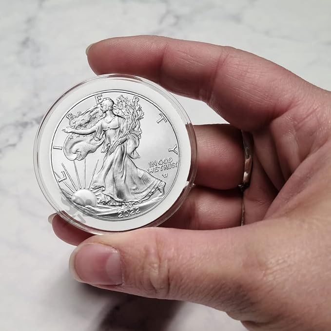 OnFireGuy 20 40mm Ring 1oz Silver Eagle, Kookaburra, Kangaroo Coin Holders & Capsule Storage Tube (Red Lid & White Ring Holders)