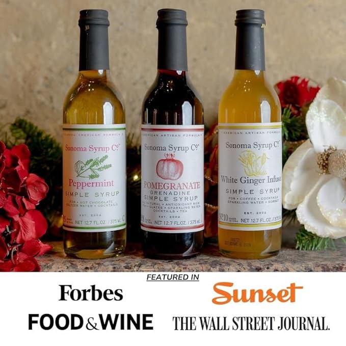 Sonoma Syrup Co. White Ginger Infused Simple Syrup 12.7 fl oz | for Cocktails, Tea, and Baking | Hand Crafted in the USA