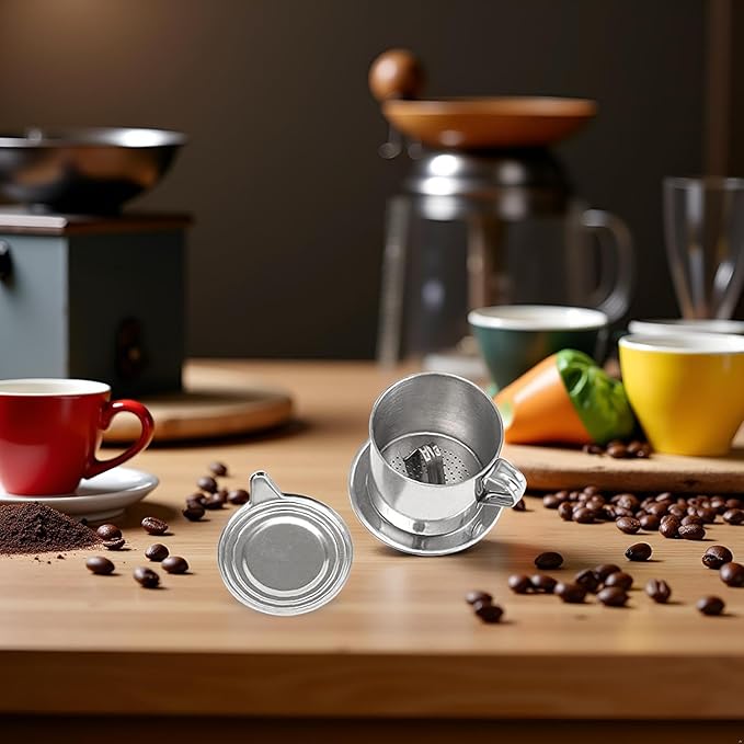 1 Set Vietnamese Coffee Filter Stainless Steel Coffee Pot Drip Infuse Cup Brewing Teapot No Need Paper Drip Coffee Pot Machine Filter Attractive Processing, Reusable Coffee Filters
