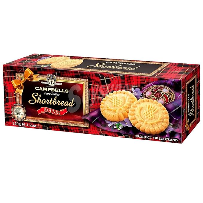 Campbells Shortbread Pure Butter Rounds 4.23 Oz (Pack of 3) - Traditional Scottish Shortbread Cookies from Scotland, Gourmet English Tea Biscuits, Imported British Butter Cookies for Gifting