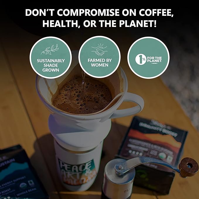 Peak State BRAIN SUSTAIN Coffee - Dark Roast - Whole Bean Lion's Mane Mushroom Coffee - Mold Free, Mycotoxin Free, Organic, Non-GMO, Low Acid (12 oz, Whole Bean)