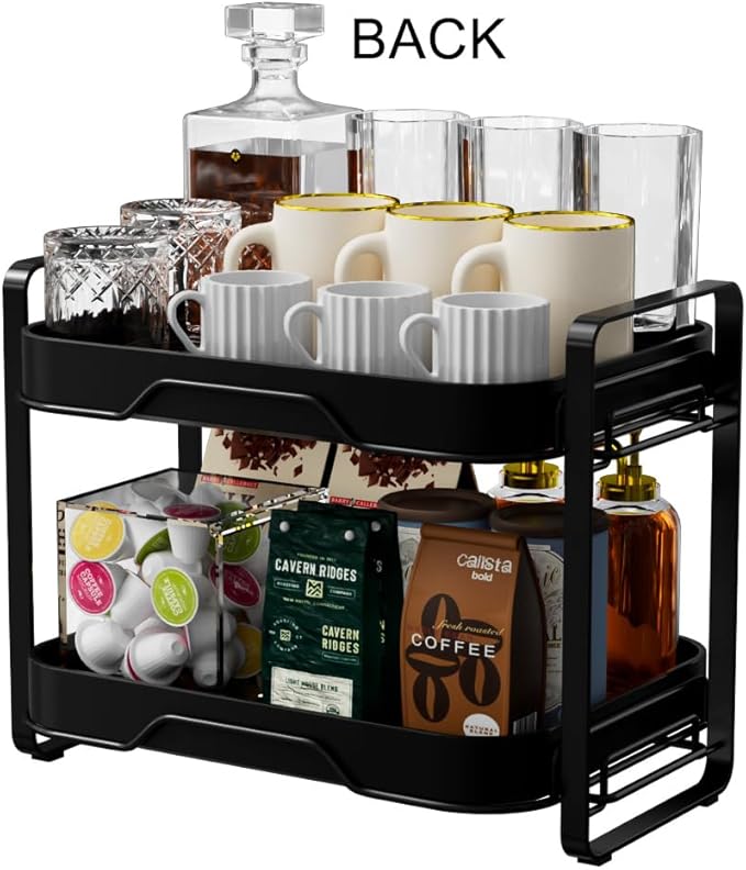 2-Tier Cup Drying Rack & Coffee Bar Accessories with Drying Tray, Coffe Mug Holder Rack for Countertop - Baby Bottle Organizer, Sippy Cup Storage, Tea holder & Glass Cup Organizer
