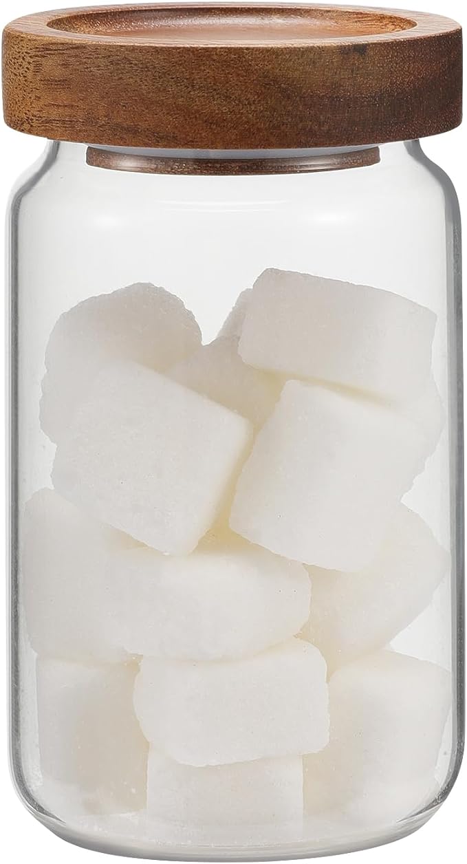 Small Glass Jar with Lids Thicken Glass Coffee Storage Canister Borosilicate Glass Food Containers Bottle for Spice Ground Nut Pasta Sugar Candy Tea (6.7oz（200ml)-1 PACK