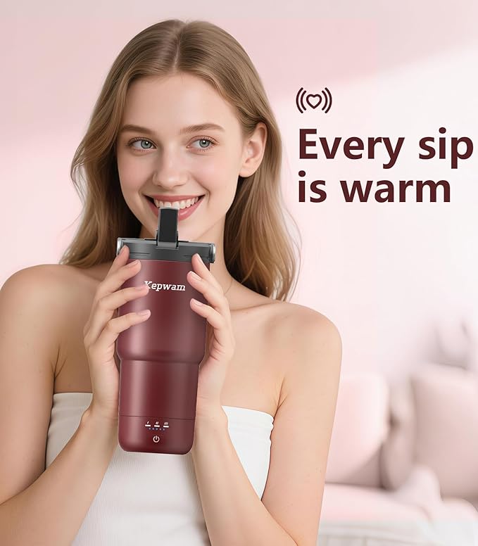 Self-Heating Travel Mug 20oz, Temperature-Controlled Coffee Warmer Mug, Smart Travel Mugs Keep Coffee Drinks Hot, Heated Cup Great for Driver Outdoor Fits Car Cup Holders