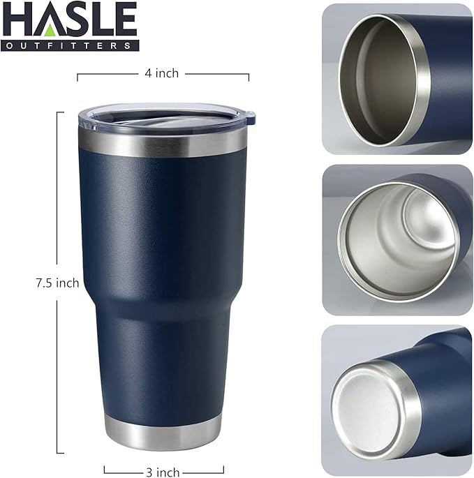 HASLE OUTFITTERS 30oz Stainless Steel Tumbler, Double Wall Vacuum Insulated Travel Mug Tumbler, Durable Insulated Coffee Mug, Gift Box Set (Navy, 1)