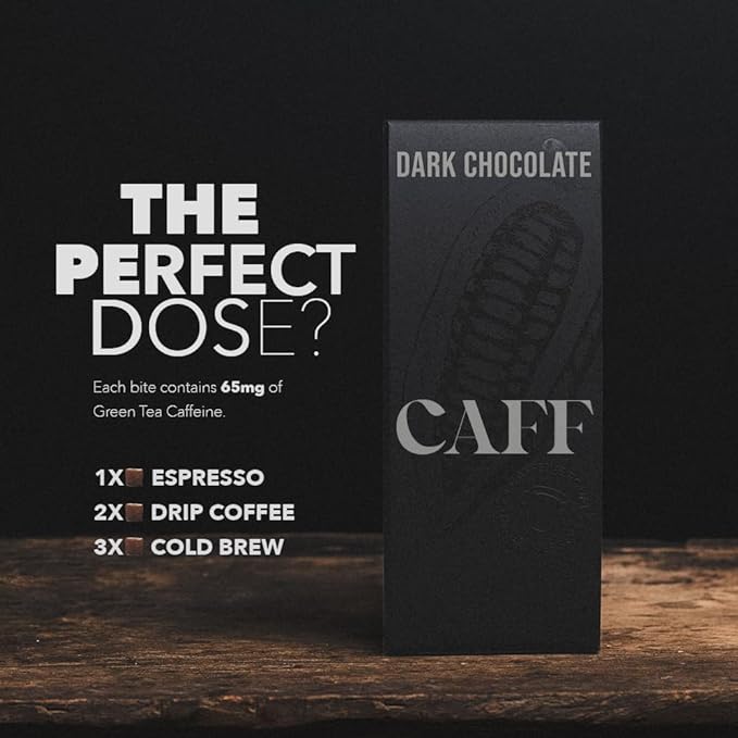 CAFF All Natural Energy Bites - Caffeinated Chocolate Flavored Chew for Energy Boost - No Added Sugar - 65mg Caffeine Chocolate Bars – 15 Calorie Organic Caffeine Snacks - Vegan, Gluten-Free, Keto (20 Bites)