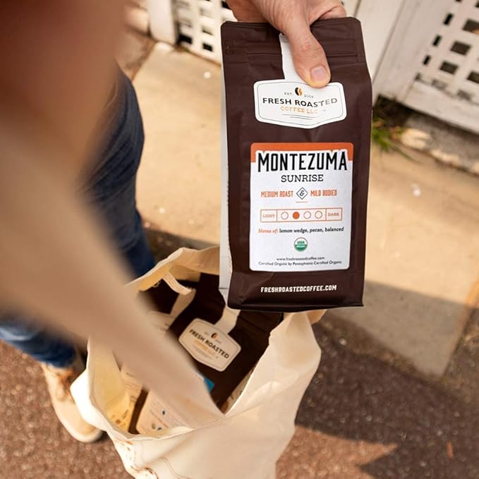 Fresh Roasted Coffee, Organic Montezuma Sunrise| USDA Organic, Kosher | Medium Roast 12 oz Ground