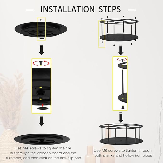 OYEFLY Large Rotating Coffee Syrup Organizer (Black)