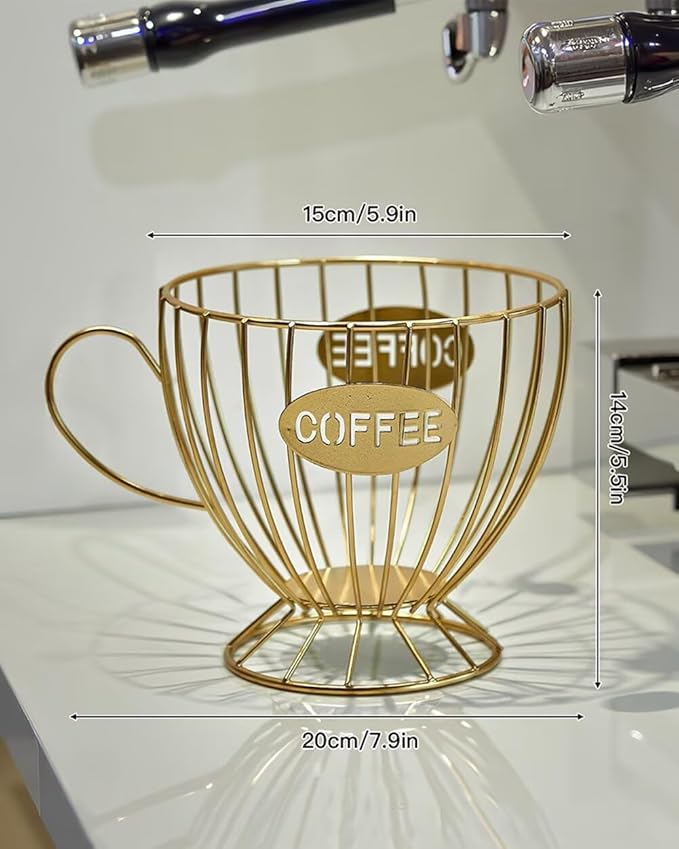 Coffee Pod Holder Large Capacity Coffee Pod Storage Metal Kitchen Countertop Organizer for Home Office Gold