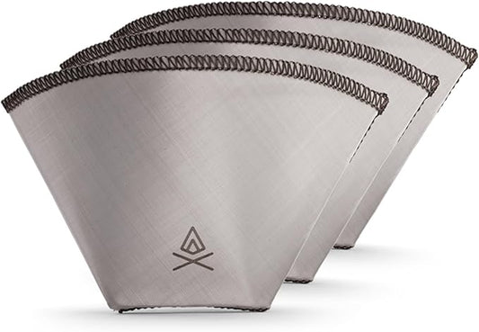 VSSL Nest #1 Stainless Steel Mesh Coffee Filter, Transportable and Compact, Perfect For Camping, Hiking, Adventure, Travel, Compatible With Any Cone Pour Over System, Pack of 3