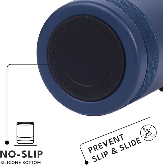 Elemental Recess Lowball Tumbler, 10oz Triple Wall Stainless Steel Cup with Non-Shattered Tritan Lid, Insulated Whiskey Glass, Insulated Coffee Tumbler Mug for Hot & Cold Drinks - Navy Blue