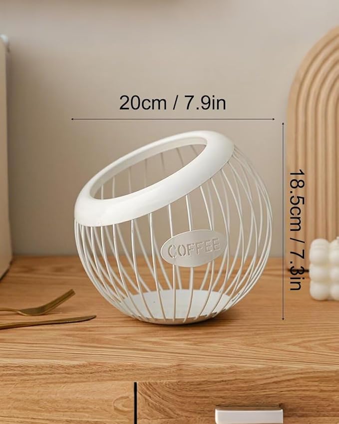 Coffee Pod Holder Large Capacity Coffee Pod Storage Metal Kitchen Countertop Organizer for Home Office White A