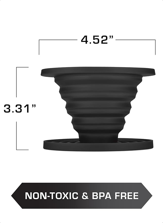 COLETTI Sierra Camping Pour Over Coffee Dripper — Collapsible Pour Over Coffee Dripper — Includes Pack of Paper Filters [Black, Pack of 2]
