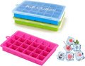 Ice Cube Tray, 3 Pack Silicone Ice Cube Molds, Ice Cube Trays, Silicone Ice Trays, Easier to Release, BPA Free for Alcohol/Coffee/Beverages (Blue, Green, Rose red)