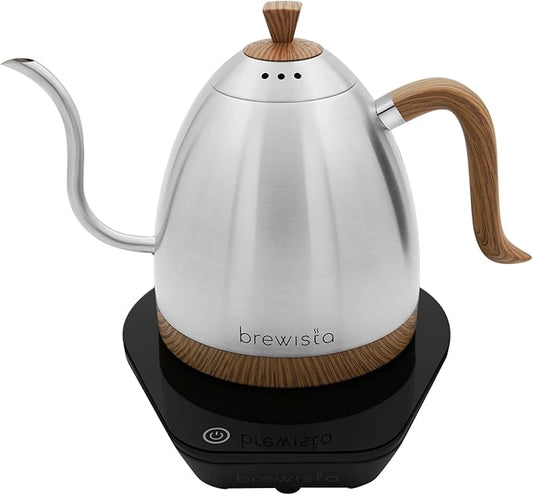 Brewista Artisan Electric Gooseneck Kettle, Water Boiler with LCD Panel, Precise Temperature Control, Fast Boiling and Keep Warm Settings for Pour-Over Coffee & Tea, Café, 1 Liter (Stainless Steel)