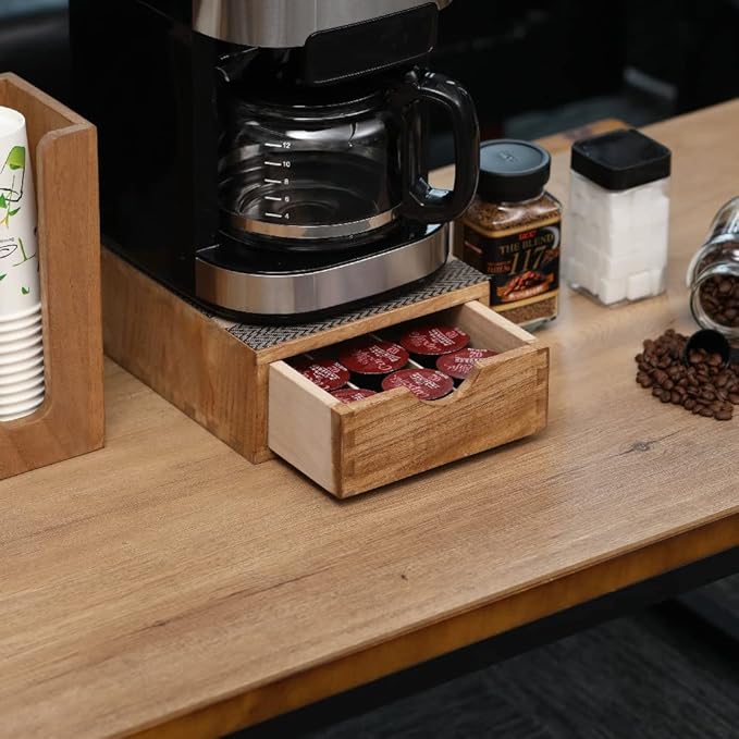 Drawer Holder for Coffee Brew - Kitchen Machine Accessories Stand Shelf Countertop - Serve Coffee Station and Pod Capsules Storage Organizer for Home Decor Office Storage Solution CF1D1C-Light