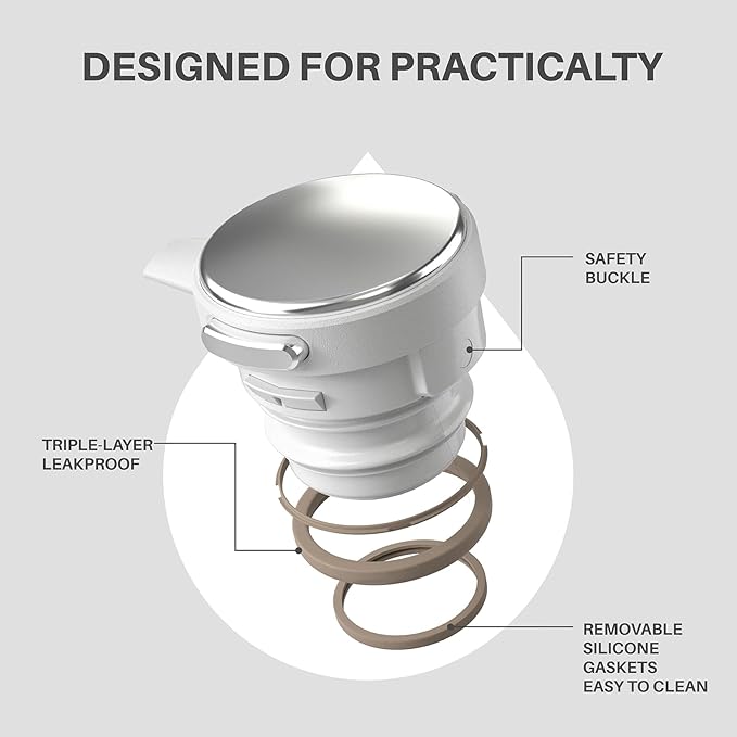 IDEUS Thermal Coffee Carafe 68oz (2,000ml), Stainless Steel Double Wall Insulated Vacuum Flask, Water Jug Coffee Server and Beverage Dispenser, Heat and Cold Retention (White-Silver, 68oz (2,000ml))