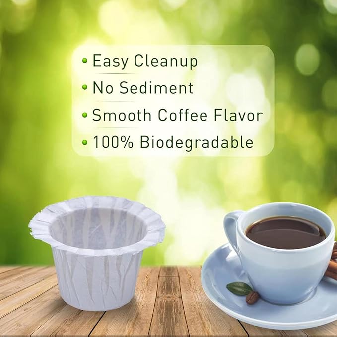 100 Count Disposable Coffee Paper Filters Compatible with Keurig Single Serve 1.0 and 2.0, Fits All Brands Reusable K Cup Filters