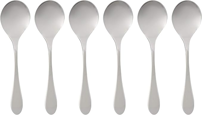 Knork Original Bouillon Stainless Steel Soup, Specialty Spoons, 6 Piece Set, Gloss, 152