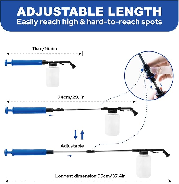 Diatomaceous Earth Powder Duster – 250ml Adjustable 17-50 Inch Powder Sprayer with Push-Pull Air Pump, Ergonomic Diatomaceous Powder Applicator Dispenser for Indoor & Outdoor Use