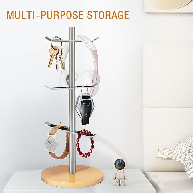 Mug Holder Tree, Coffee Cup Holder for Countertop, 6 Hooks Mug Tree, Coffee Mug Rack, Metal Mug Stand(Brushed Nickel)