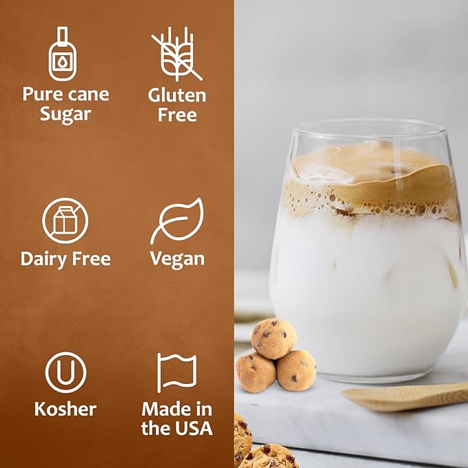 Syruvia Coffee Syrup, Chocolate Chip Cookie Dough Flavored Syrup for Drinks, Lattes, and Desserts – 25.4 fl oz