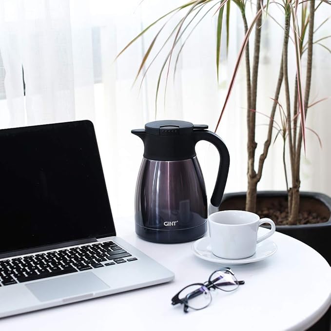 GiNT 1L / 34Oz Thermal Coffee Carafe, Insulated Stainless Steel Coffee Carafes for Keeping Hot/Double Walled Vacuum Thermal Carafe (Purple)