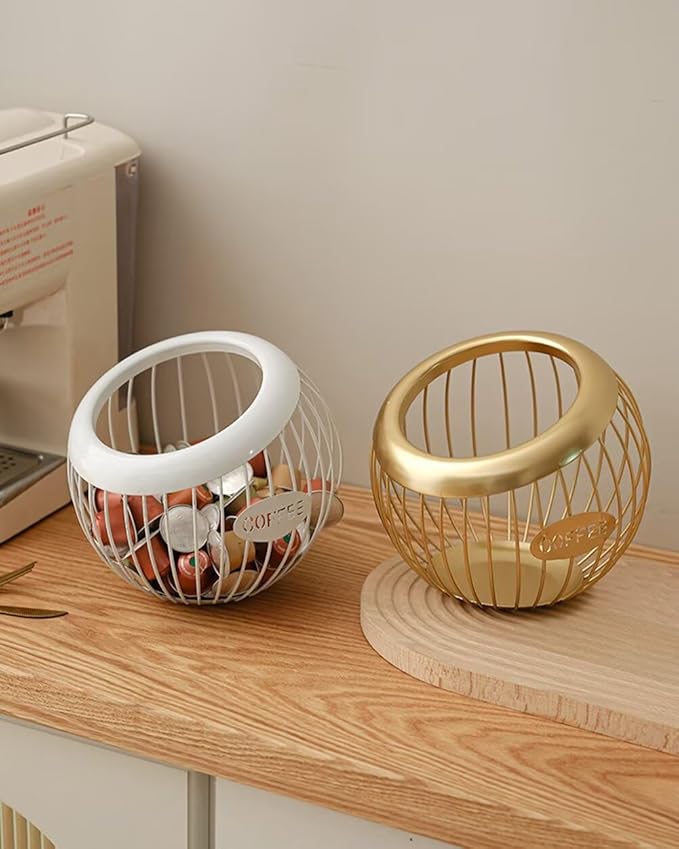 Coffee Pod Holder Large Capacity Coffee Pod Storage Metal Kitchen Countertop Organizer for Home Office Gold A