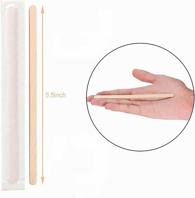 1000Pcs Coffee Stir Sticks, 5.5 Inch Individually Wrapped Coffee Stirrers Sticks, Premium Disposable Wooden Drink Stirrers for Coffee Beverage Tea Milk