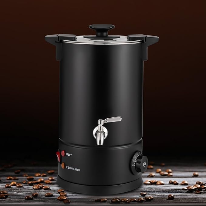 Commercial Coffee Maker,Stainless Steel Coffee Urn with Temperature Control, Coffee Maker Hot Water Urn for Catering (Black 1Kw 30 cups)
